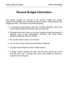 County of San Luis Obispo[removed]Final Budget General Budget Information This section provides an overview of the County’s budget and general