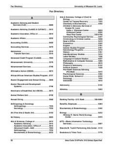 Fax Directory  University of Missouri-St. Louis Fax Directory