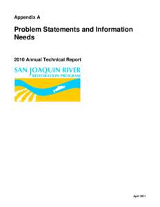 Appendix A  Problem Statements and Information Needs 2010 Annual Technical Report