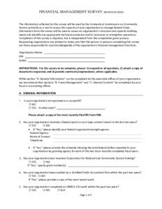 FINANCIAL MANAGEMENT SURVEY (REVISEDThe information collected by this survey will be used by the Connecticut Commission on Community Service primarily as a tool to assess the capacity of your organization to ma