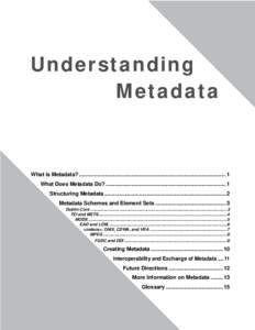Understanding Metadata What is Metadata? .................................................................................................. 1 What Does Metadata Do? .......................................................
