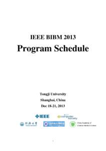 IEEE BIBMProgram Schedule Tongji University Shanghai, China