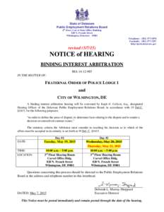 State of Delaware Public Employment Relations Board 4th Floor, Carvel State Office Building 820 N. French Street Wilmington, DelawareTelephone: (