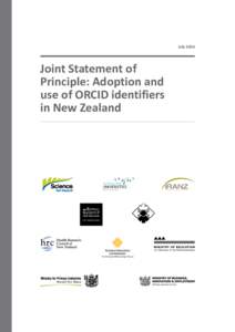 JulyJoint Statement of Principle: Adoption and use of ORCID identifiers in New Zealand