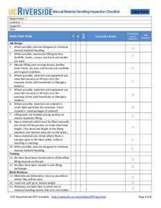 Manual Material Handling Inspection Checklist  Clear Form INSPECTION ITEMS