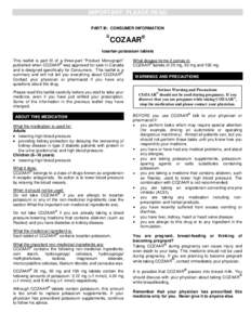 IMPORTANT: PLEASE READ PART III: CONSUMER INFORMATION COZAAR® losartan potassium tablets This leaflet is part III of a three-part “Product Monograph”
