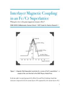 Interlayer Magnetic Coupling in an Fe/Cr Superlattice What gives rise to the giant magnetoresistance effect? 2008 SANS & Reflectometry Summer School • NIST Center for Neutron Research •  Figure 1: Magnetic field depe
