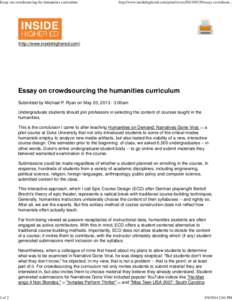 Essay on crowdsourcing the humanities curriculum
