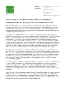 Press Release Harvard Museum of Natural History 26 Oxford Street Cambridge, MA 02138
