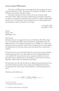 Letters to Senator William Jenner Three letters to William Jenner commending him for his vote against the censure of Senator McCarthy in[removed]These letters were contained in the William E. Jenner Collection of the Archi