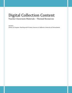 Digital Collection Content Teacher Classroom Materials – Themed ResourcesLibrary of Congress Teaching with Primary Sources at California University of Pennsylvania
