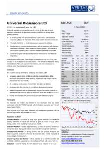 Universal Biosensors Ltd  UBI.ASX BUY 5 March 2012