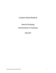 Graduate Student Handbook  School of Psychology Florida Institute of Technology