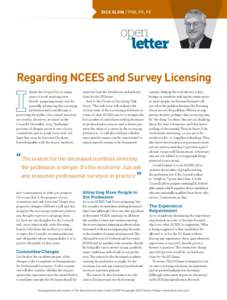 DICK ELGIN / PHD, PS, PE  open letter Regarding NCEES and Survey Licensing thank the Council for its many