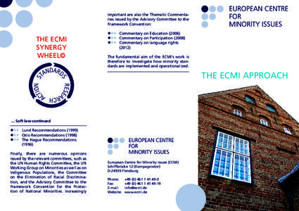 important are also the Thematic Commenta­ ries issued by the Advisory Committee to the Framework Convention: THE ECMI SYNERGY