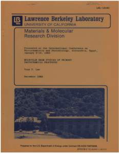 LBL[removed]Lawrence Berkeley Laboratory UNIVERSITY OF CALIFORNIA  Materials & Molecular