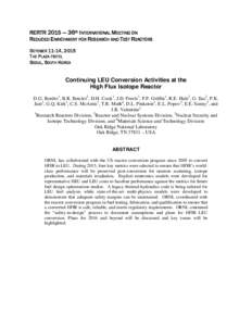 Abstract Template - RERTR 2011 International Meeting