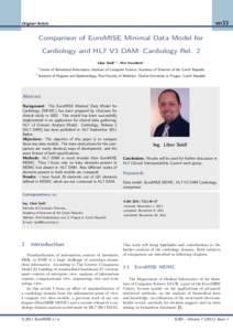 en33  Original Article Comparison of EuroMISE Minimal Data Model for Cardiology and HL7 V3 DAM: Cardiology Rel. 2