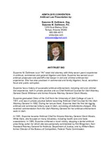 ASMTA 2015 CONVENTION Antitrust Law Presentation by: Suzanne M. Dallimore, Esq. Suzanne M. Dallimore, P.C[removed]East Bishop Drive Tempe, Arizona 85282