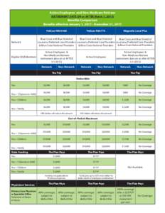 Active Employees and Non-Medicare Retirees (RETIREMENT DATE ON or AFTER March 1, 2015) Benefits Comparison Benefits effective January 1, December 31, 2017 Pelican HRA1000