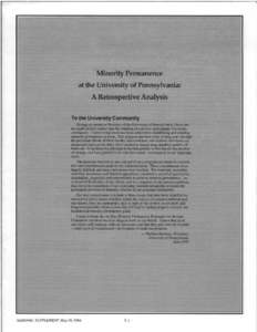 Minority Permanence at the University of Pennsylvania: A Retrospective Analysis, University of Pennsylvania Archives