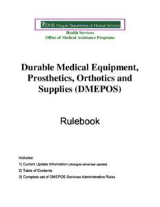 Health Services Office of Medical Assistance Programs Durable Medical Equipment, Prosthetics, Orthotics and Supplies (DMEPOS)