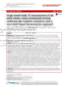 Single breath-hold 3D measurement of left atrial volume using compressed sensing cardiovascular magnetic resonance and a non-model-based reconstruction approach