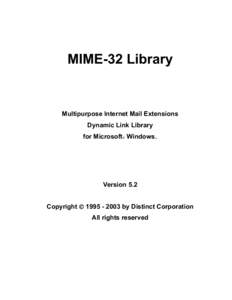 MIME-32 Library  Multipurpose Internet Mail Extensions Dynamic Link Library for Microsoft Windows