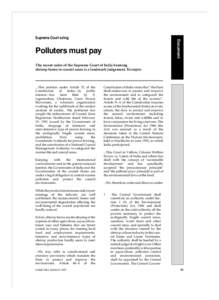 Document  Supreme Court ruling Polluters must pay The recent order of the Supreme Court of India banning