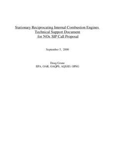 Stationary Reciprocating Internal Combustion Engines Technical Support Document for NOx SIP Call Proposal September 5, 2000