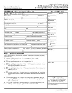 United States Department of Homeland Security / Form I-94 / Patent application / I-9 / United States